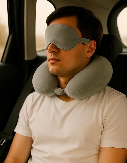 The Calywork Silver Neck Pillow features a soft, plush, breathable fabric that keeps you cool and comfortable during long travel.
