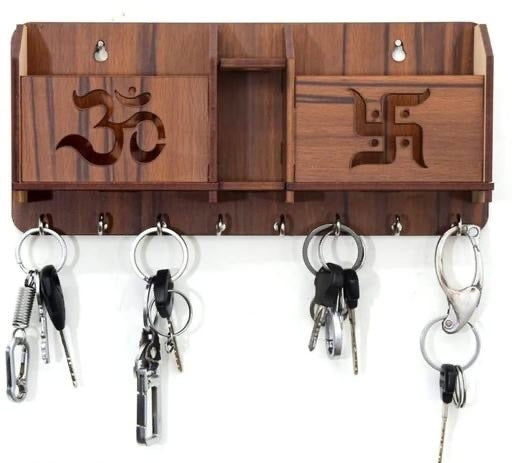 Om Swastik Brown Key Holder for Home and Office Decor