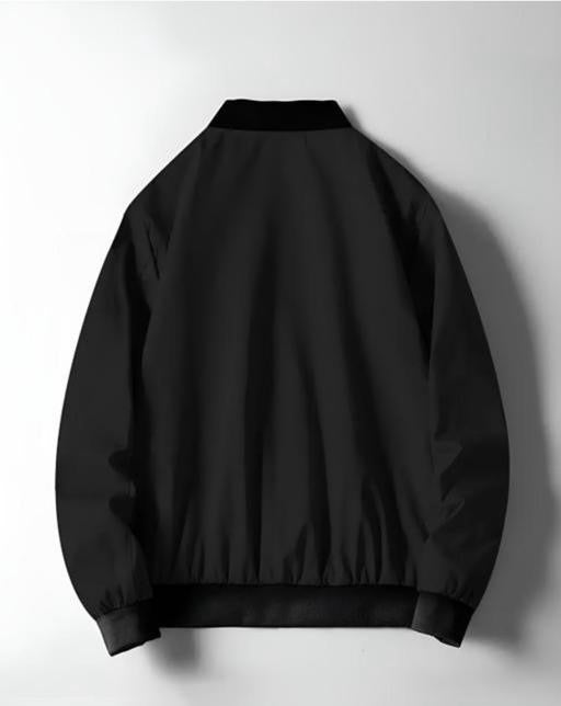 Black Mock Collar Cuffed Sleeves Casual Mens Upper Biker Jacket