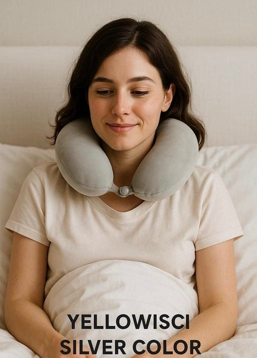The Calywork Silver Neck Pillow features a soft, plush, breathable fabric that keeps you cool and comfortable during long travel.