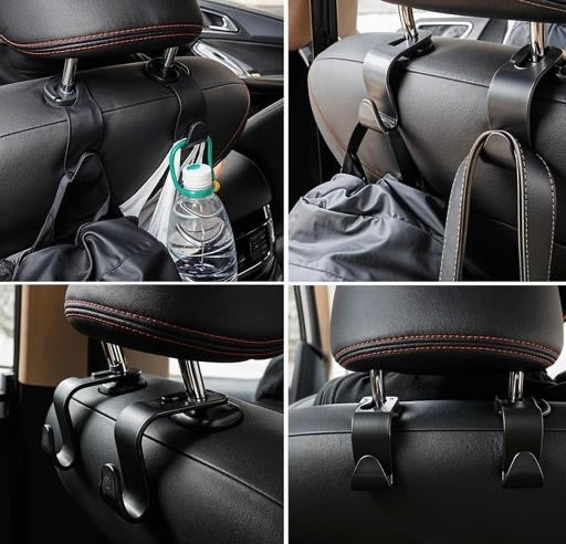 Car Seat HeadRest Hook Hanger Storage Organizer Universal for Handbag Purse Coat fit Universal Vehicle Car S Type Black