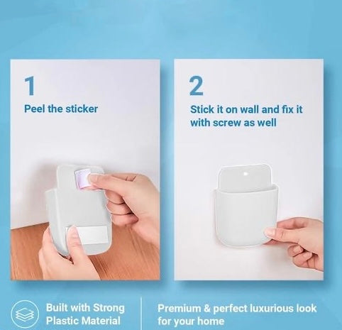 Wall Mobile Organizer Stand, Door Mounted Storage Box, Remote Control Shelf, Toothbrush Box - White color(4pcs)