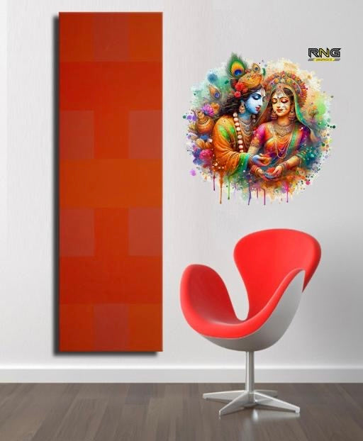 PVC Vinyl Radha Krishna Wall Sticker for Living Room (Pack of 1)