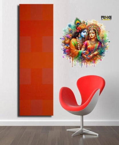 PVC Vinyl Radha Krishna Wall Sticker for Living Room (Pack of 1)