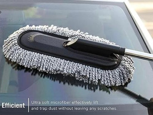 Super Soft Microfiber Car Duster | Exterior with Extendable Handle | Car Brush Duster for Car Cleaning Dusting - Grey (Pack of 1)