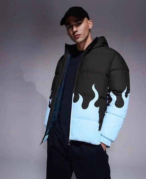 Casual Mock Collar Long Sleeves Designer Mens Jacket (Black)