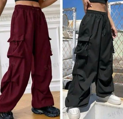 Women solids ns Cargo Combo Pants, Gils Cargo Pants (Pack of 2)