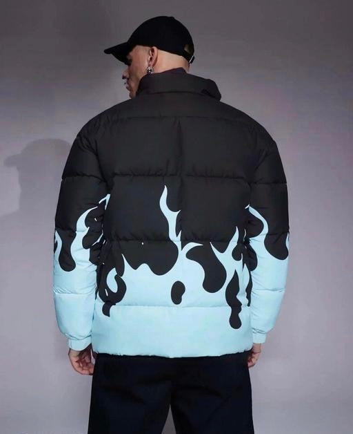 Casual Mock Collar Long Sleeves Designer Mens Jacket (Black)