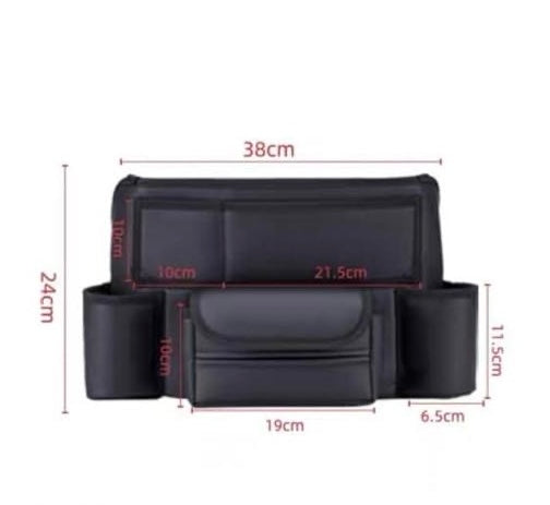 Car Seat Storage Bag – PU Leather Handbag Holder & Back Seat Organizer (Black Sporty Style) | Multi-Pocket Car Accessory for Travel, Storage & Comfort