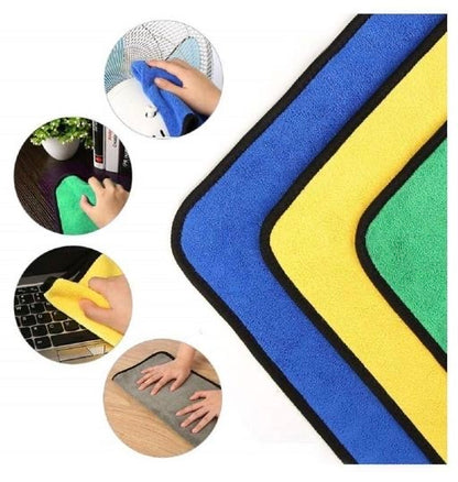 WIPO Microfiber Car Cleaning Cloth - Extra Soft 600 GSM (40 x 40cm) Microfiber Cloth for Car and Bike - Suede Edging for Scratch-less Drying and Detailing  (Pack of 1,2,34)