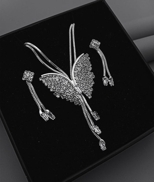 Butterfly Pendant Necklace with Matching Earrings – Elegant Fashion Jewelry Set for Women & Girls