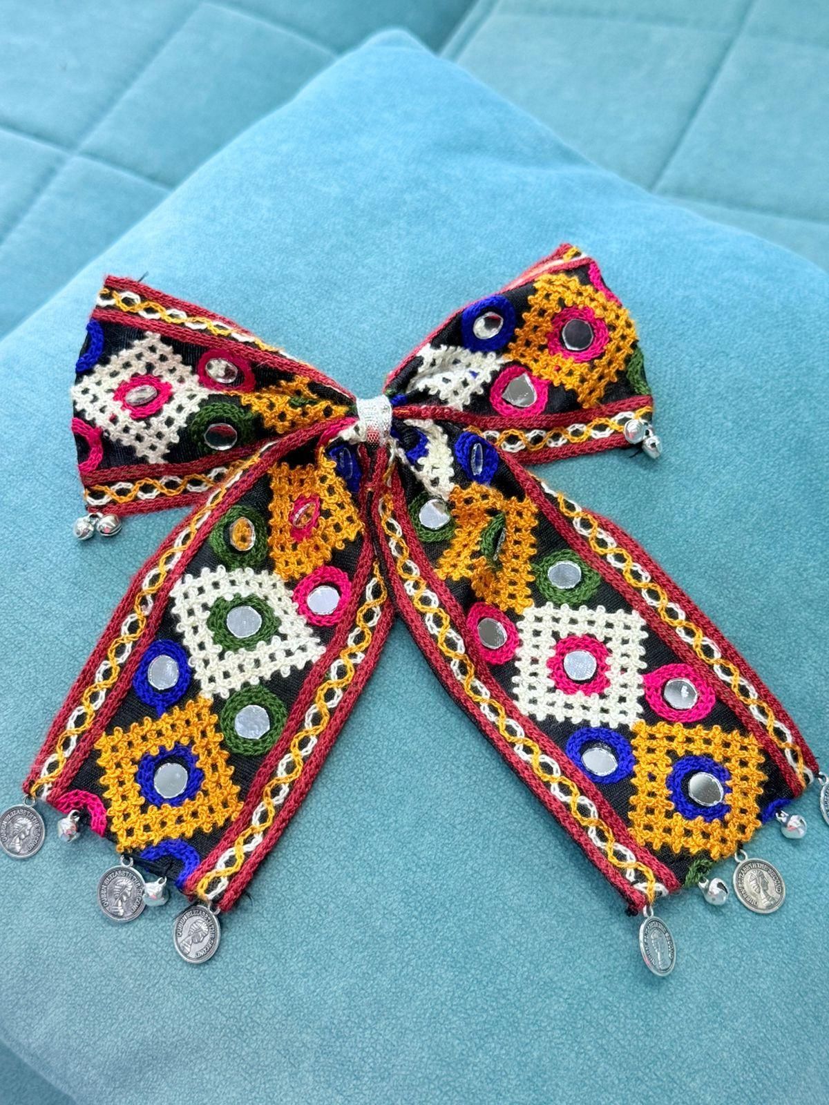 Navratri Bow Hair Accessories – Colorful Festive Bow Clips for Garba, Dandiya & Traditional Outfits (Pack of 2)