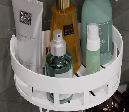 Bathroom Shelves with Hooks (Pack of 2) – Wall-Mounted Multipurpose Storage Organizer Rack for Toiletries, Shampoo, and Accessories | Space-Saving & Durable Design