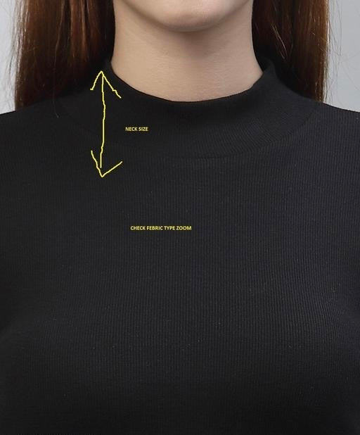 Women and Girls Black Cotton Rib High Neck Long Sleeve Crop Top Cotton Rib Full Sleeve Black