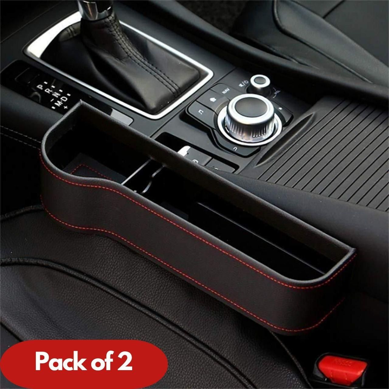 Seat Pockets PU Leather Car Console Side Organizer (Pack of 2)