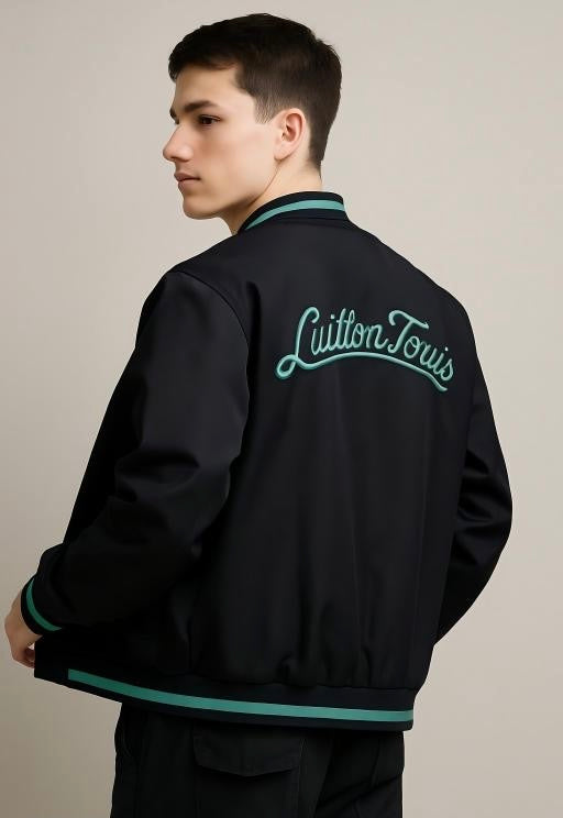 Mens Rama Green Black Cuffed Sleeves Jacket Korean Stylish