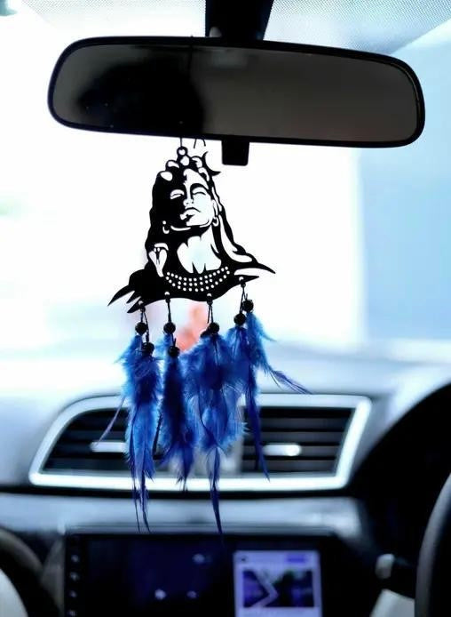 Handmade Adiyogi Blue Car Hanger by Dalli Nesh – Pack of 1 | Unique Spiritual Car Accessory & Decorative Item for Home, Office & Dashboard
