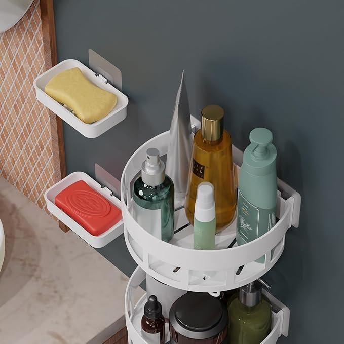Bathroom Shelves with Hooks (Pack of 2) – Wall-Mounted Multipurpose Storage Organizer Rack for Toiletries, Shampoo, and Accessories | Space-Saving & Durable Design