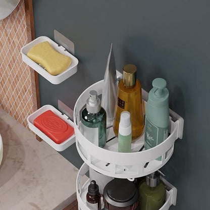 Bathroom Shelves with Hooks (Pack of 2) – Wall-Mounted Multipurpose Storage Organizer Rack for Toiletries, Shampoo, and Accessories | Space-Saving & Durable Design