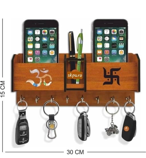 Om Swastik Brown Key Holder for Home and Office Decor