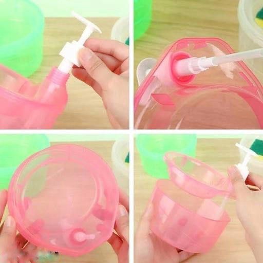 PERIX  Double layer Soap Dispenser for Bathroom Accessories Dishwasher Liquid Holder Liquid Dispenser Pump with Sponge Holder Kitchen Sink Accessories Items