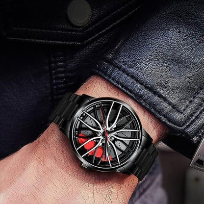 Stereoscopic Car Wheel Watch – Unique 3D Alloy Rim Dial Wristwatch for Men & Boys, Stylish Automotive-Themed Watch