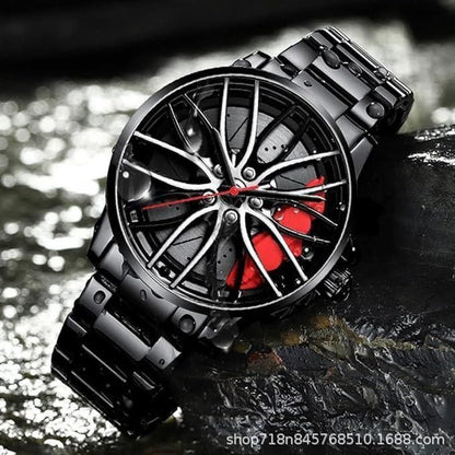 Stereoscopic Car Wheel Watch – Unique 3D Alloy Rim Dial Wristwatch for Men & Boys, Stylish Automotive-Themed Watch