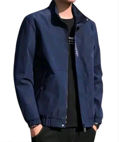 Men Solid Windcheater Sporty Cuffed Sleeves Polyster Jacket