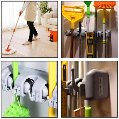 Broom Holder (Pack of 1 & Pack of 2) – Wall Mounted Mop and Broom Organizer Rack | Space-Saving Cleaning Tool Holder for Home, Kitchen & Bathroom