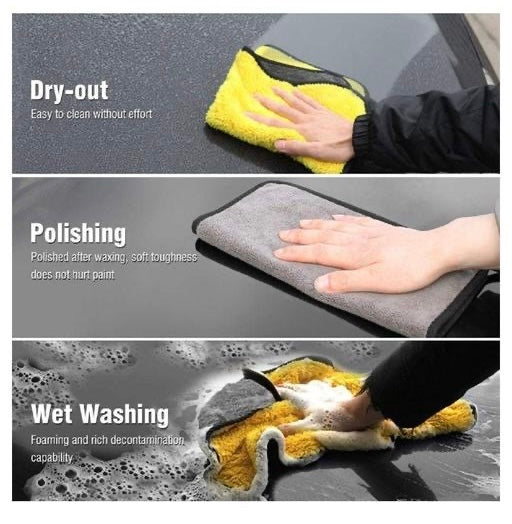 WIPO Microfiber Car Cleaning Cloth - Extra Soft 600 GSM (40 x 40cm) Microfiber Cloth for Car and Bike - Suede Edging for Scratch-less Drying and Detailing  (Pack of 1,2,34)