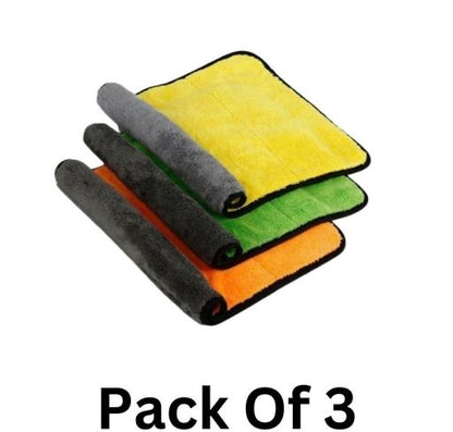 WIPO Microfiber Car Cleaning Cloth - Extra Soft 600 GSM (40 x 40cm) Microfiber Cloth for Car and Bike - Suede Edging for Scratch-less Drying and Detailing  (Pack of 1,2,34)