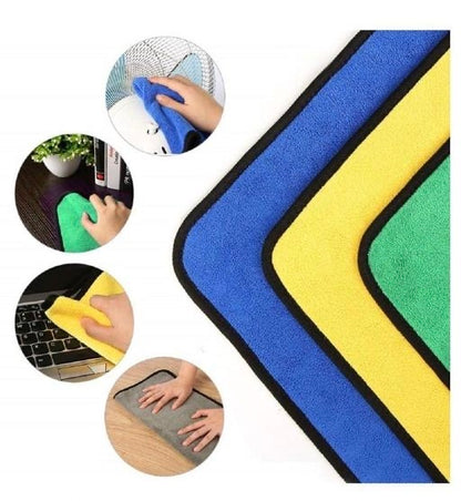 WIPO Microfiber Car Cleaning Cloth - Extra Soft 600 GSM (40 x 40cm) Microfiber Cloth for Car and Bike - Suede Edging for Scratch-less Drying and Detailing  (Pack of 1,2,34)