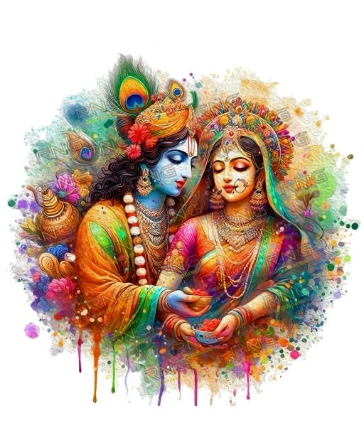 PVC Vinyl Radha Krishna Wall Sticker for Living Room (Pack of 1)