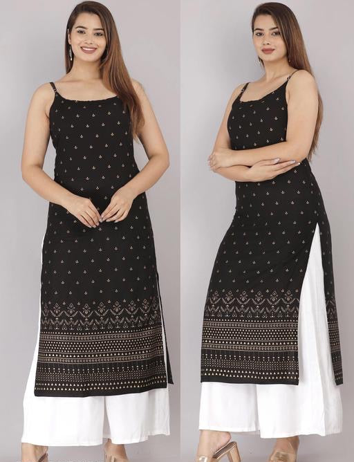 Women's Rayon wePrinted Sleeveless Kurti/half Sleeveless/kurti/Printed Straight Fit Sleeveless Kurti/Sleeveless Kurta/Cut Piece Kurta/Kurti