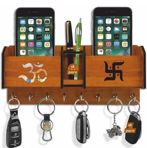 Om Swastik Brown Key Holder for Home and Office Decor
