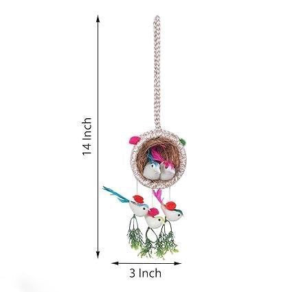 Artificial Hanging Birds with Hanging Nest Showpiece with Birds for Home/ Office/ Kitchen Decorative Hanging Nest With Birds