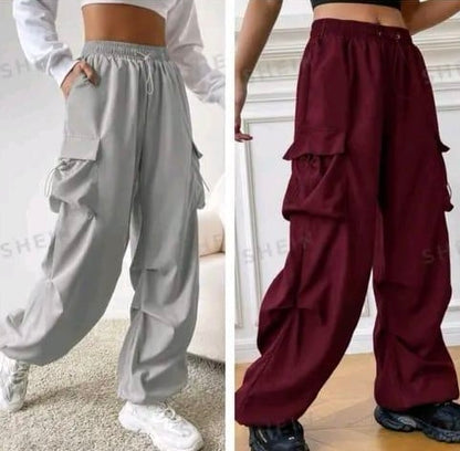 Women solids ns Cargo Combo Pants, Gils Cargo Pants (Pack of 2)