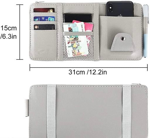 Multifunction Car Space with Multi-Pocket Net Zipper Car Storage Organizer and Sunglass Holder PU Leather for Car