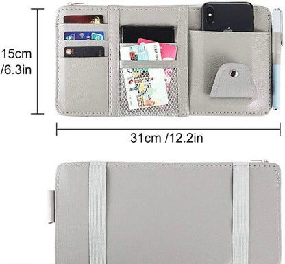 Multifunction Car Space with Multi-Pocket Net Zipper Car Storage Organizer and Sunglass Holder PU Leather for Car