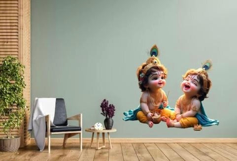 Beautiful Little Krishna Laughing Trendy Art For Home Decoration (Pack of 1)