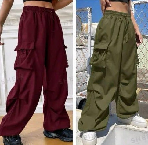 Women solids ns Cargo Combo Pants, Gils Cargo Pants (Pack of 2)