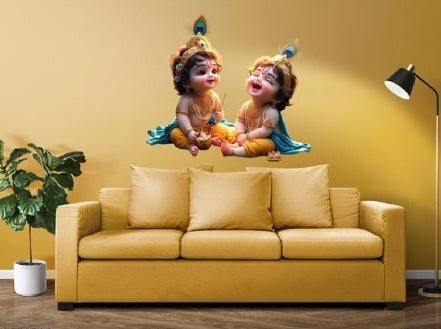 Beautiful Little Krishna Laughing Trendy Art For Home Decoration (Pack of 1)