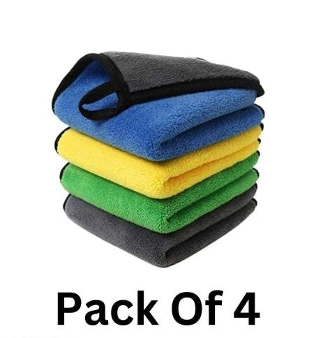 WIPO Microfiber Car Cleaning Cloth - Extra Soft 600 GSM (40 x 40cm) Microfiber Cloth for Car and Bike - Suede Edging for Scratch-less Drying and Detailing  (Pack of 1,2,34)