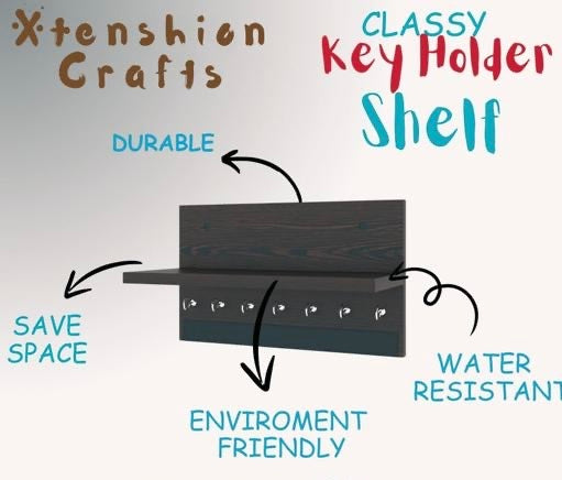 Xtenshion Craft Elegant Design Key Holder for Home & Flat Wood Key Holder (7 Hooks)