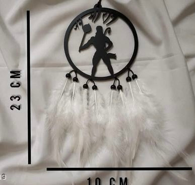 Ubha Hanuman Dada Car Hanging – Handmade Black Acrylic Dreamcatcher with White Feather | Positive Vibes & Good Luck Charm | 1 Pc Car Decor