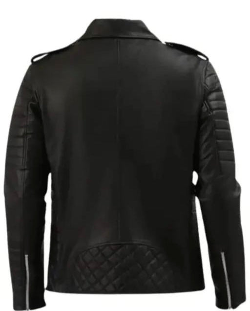 Leather Flap Collar Long Sleeves Casual Biker Jacket