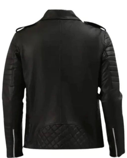 Leather Flap Collar Long Sleeves Casual Biker Jacket