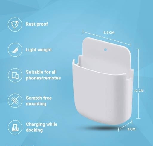 Wall Mobile Organizer Stand, Door Mounted Storage Box, Remote Control Shelf, Toothbrush Box - White color(4pcs)