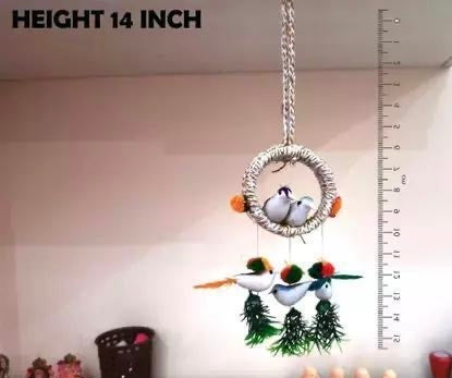Artificial Hanging Birds with Hanging Nest Showpiece with Birds for Home/ Office/ Kitchen Decorative Hanging Nest With Birds
